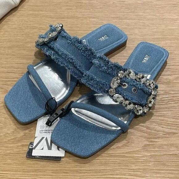 ZARA Embellished Slides NWT - Picture 4 of 16